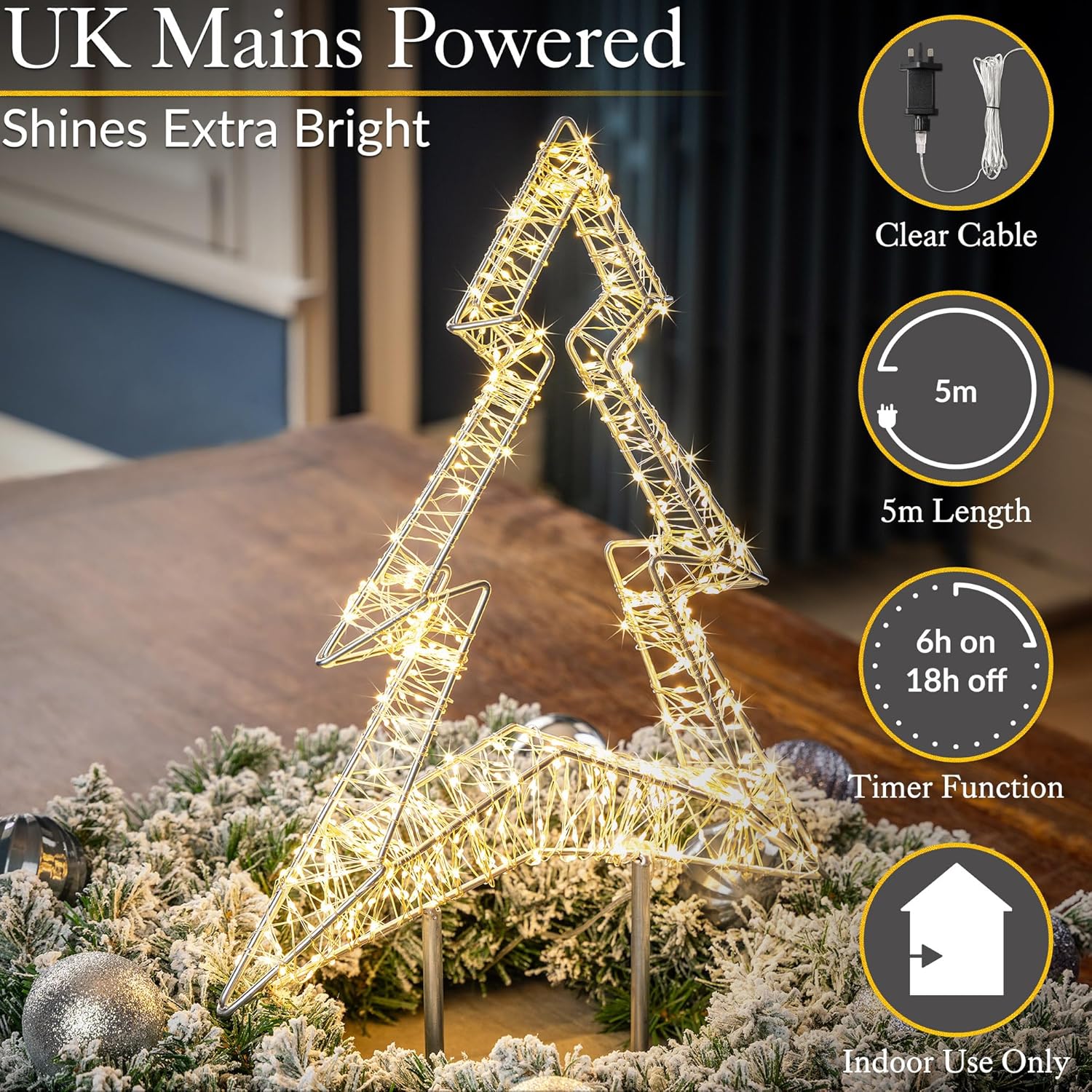 Light Up Christmas Tree Decoration, 600 LEDs