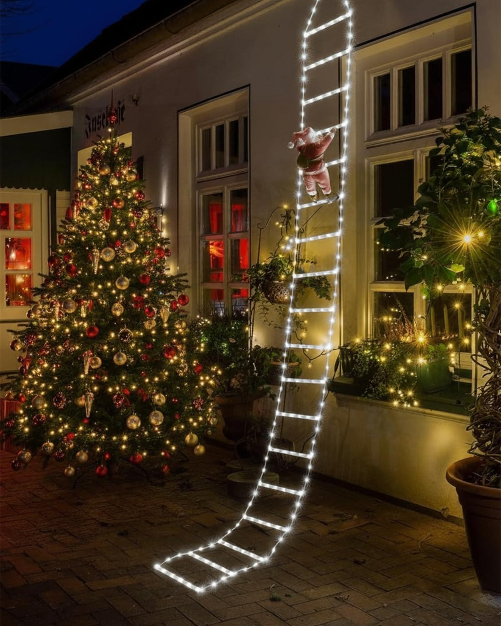 Christmas Ladder Lights with Santa, 400 LEDs