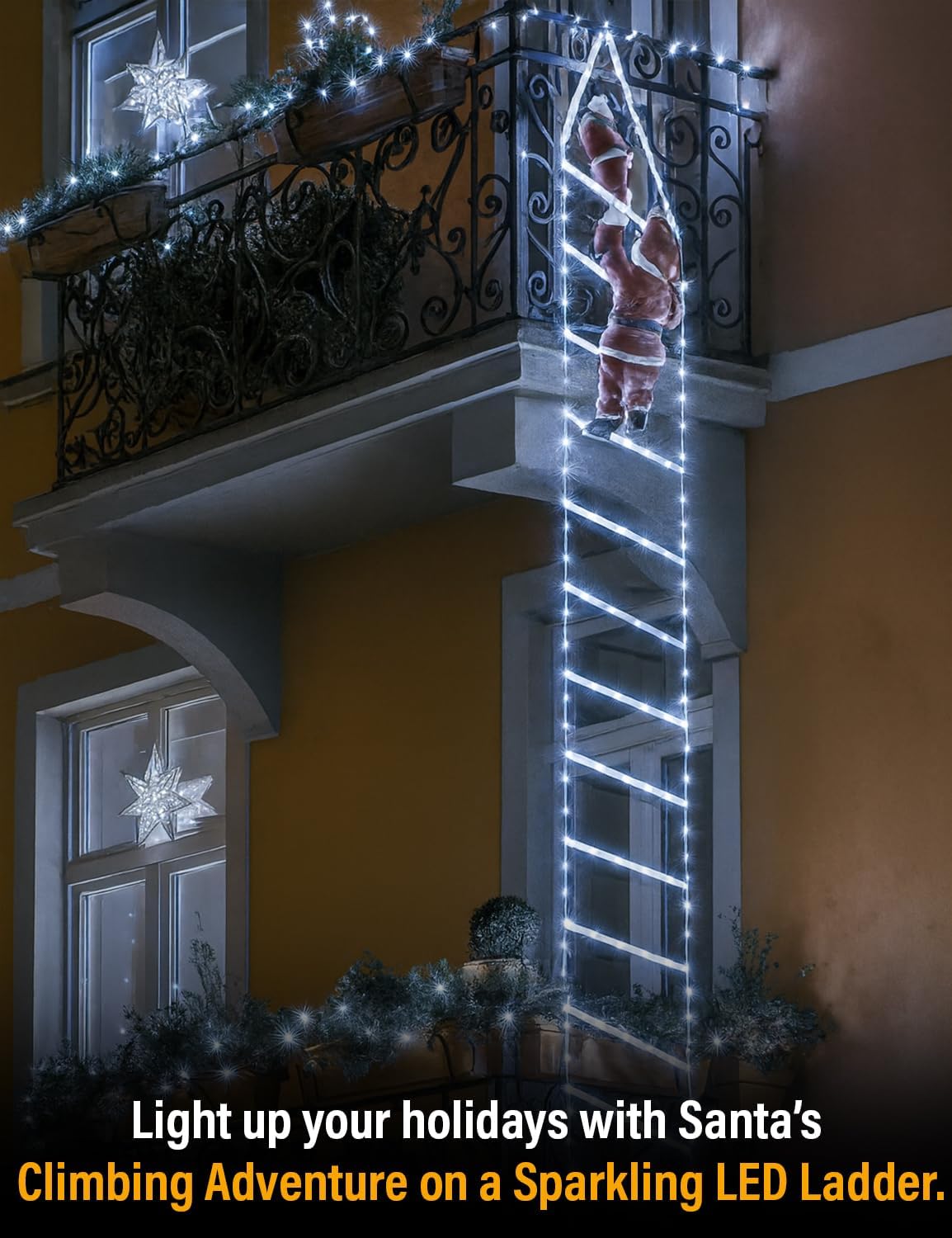 Christmas Ladder Lights with Santa, 400 LEDs