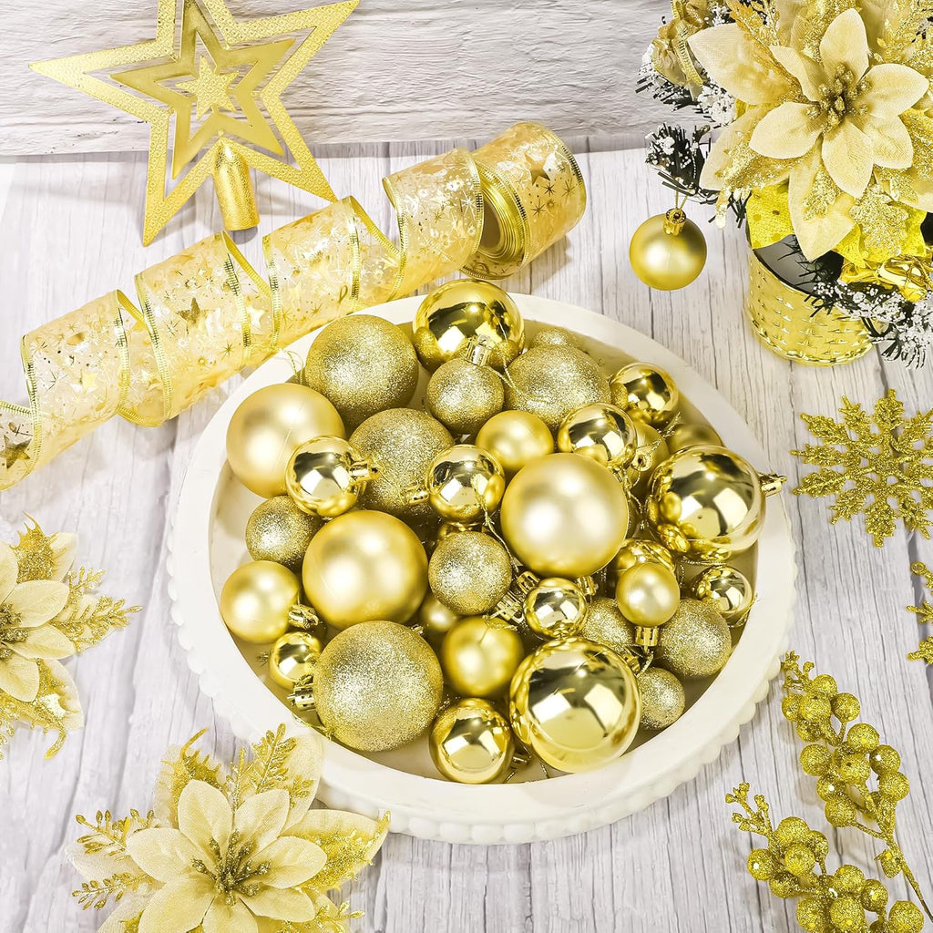 108 Pcs Gold Christmas Tree Decoration Set