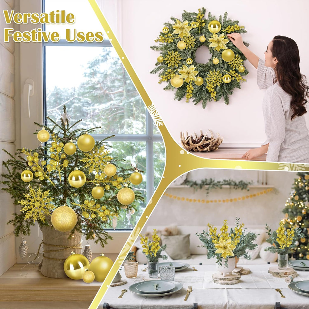 108 Pcs Gold Christmas Tree Decoration Set