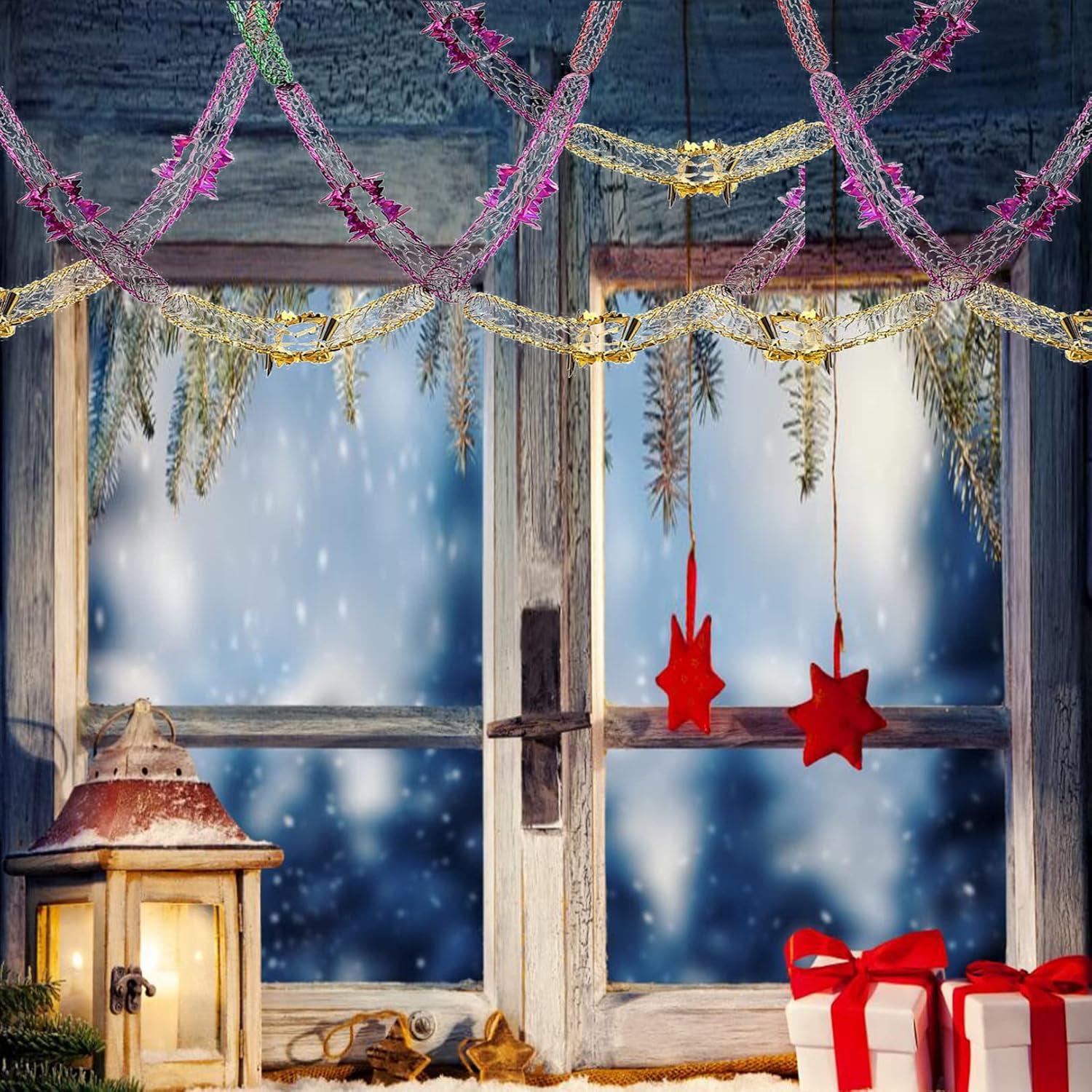 8 Pack Christmas Foil Hanging Decorations 9Ft