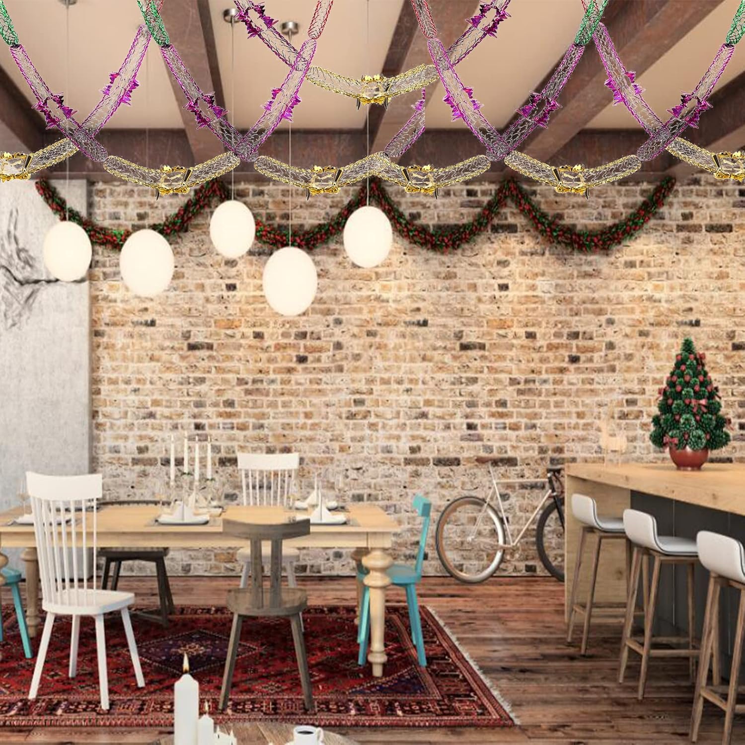 8 Pack Christmas Foil Hanging Decorations 9Ft