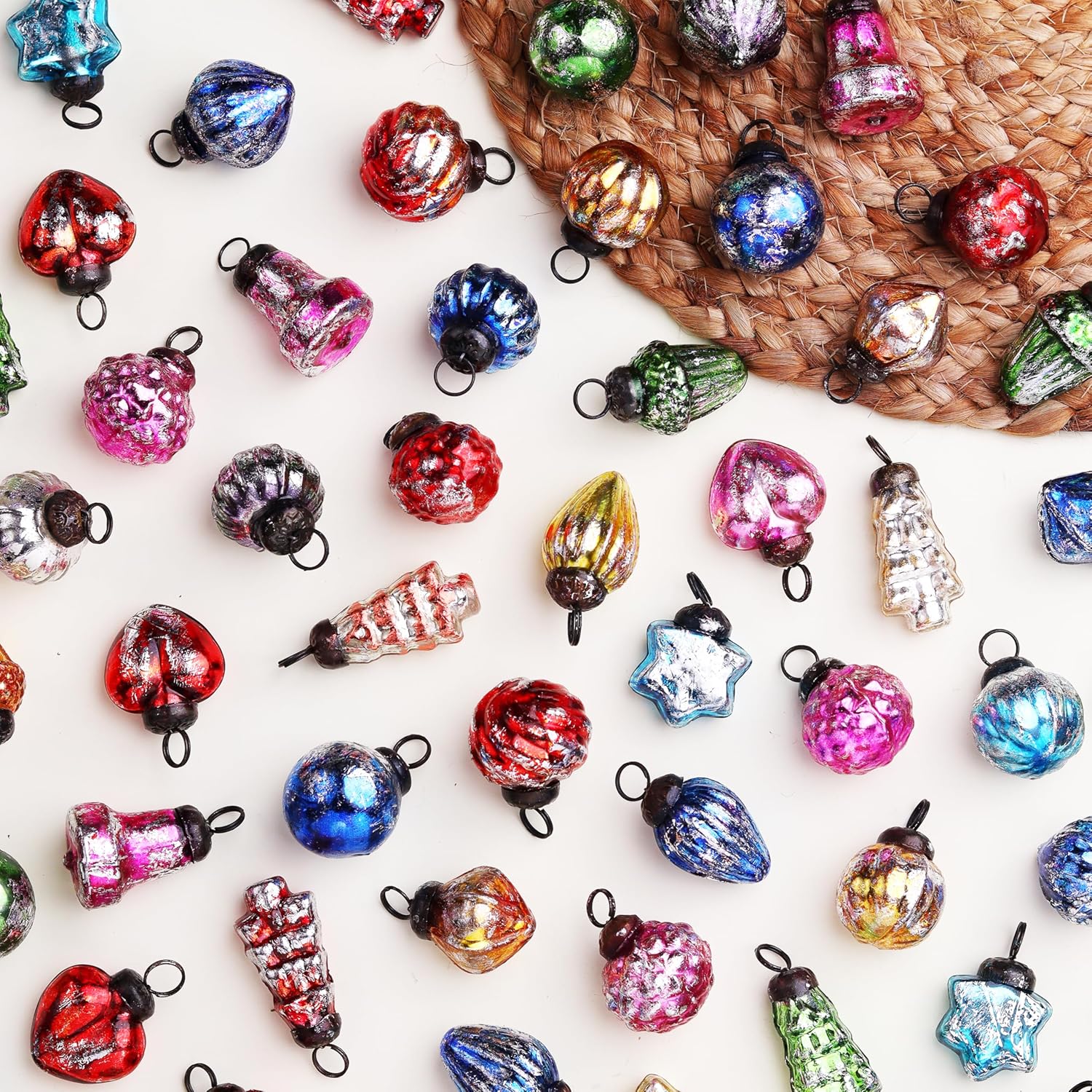 25 Vintage Glass Mini Christmas Baubles