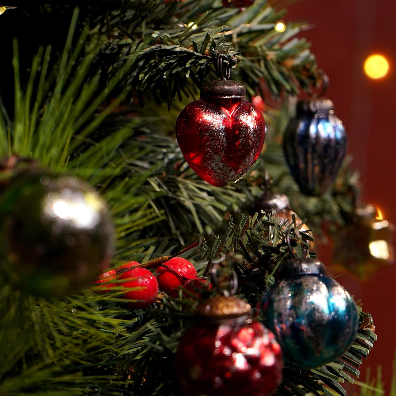 25 Vintage Glass Mini Christmas Baubles