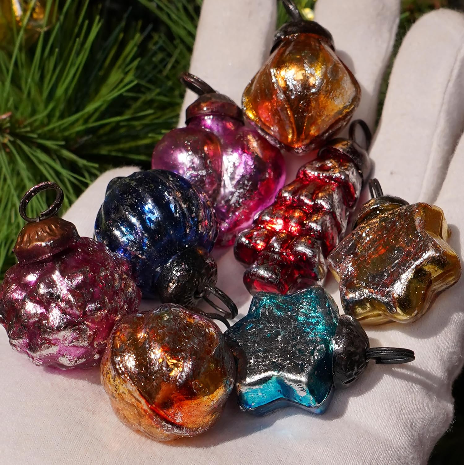 25 Vintage Glass Mini Christmas Baubles